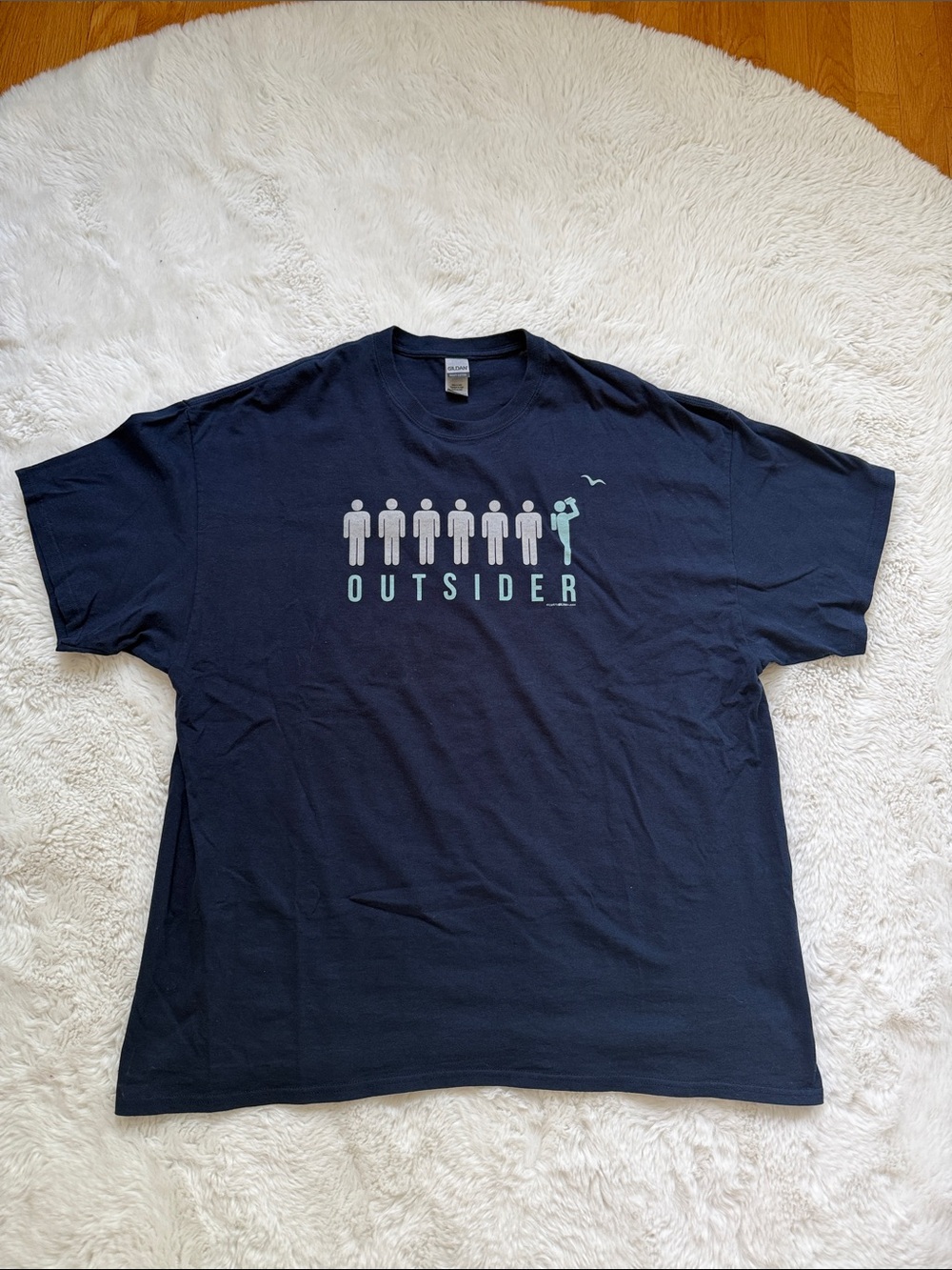 Navy Blue “Outsider” Graphic Short Sleeve Heavy Cotton Tee Shirt Outdoors Birder